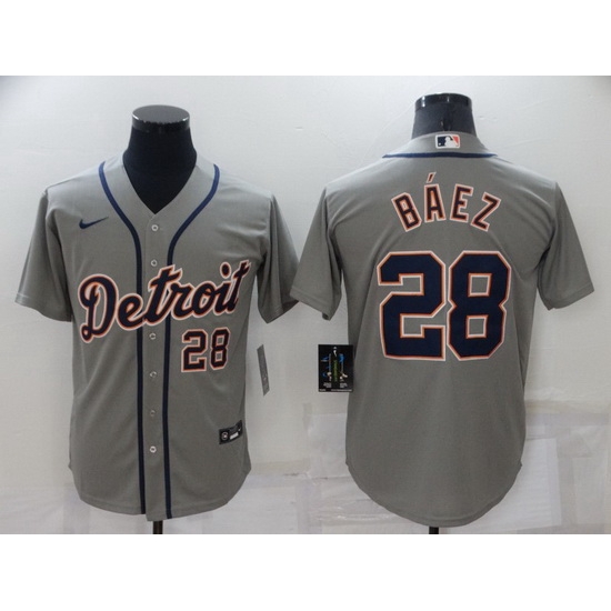 Men Detroit Tigers 28 Javier Baezz Grey Cool Base Stitched jersey Men Detroit Tigers 28 Javier Baezz Grey Cool Base Stitched jersey