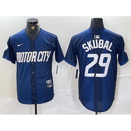 Men Detroit Tigers 29 Tarik Skubal 2024 Navy City Connect Cool Base Stitched Limited jerseys 2 Men Detroit Tigers 29 Tarik Skubal 2024 Navy City Connect Cool Base Stitched Limited jerseys 2