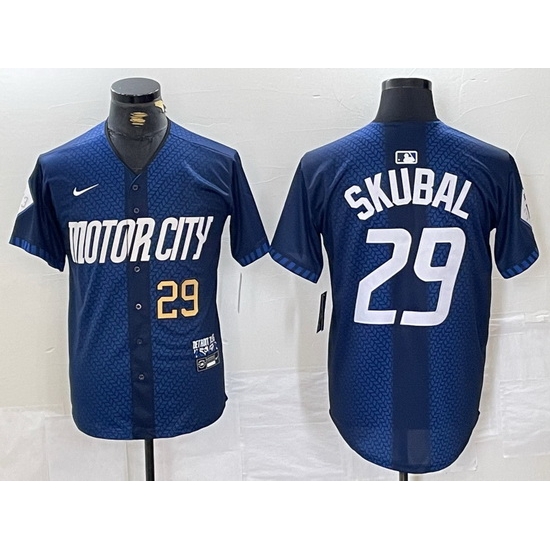 Men Detroit Tigers 29 Tarik Skubal 2024 Navy City Connect Cool Base Stitched Limited jerseys 3 Men Detroit Tigers 29 Tarik Skubal 2024 Navy City Connect Cool Base Stitched Limited jerseys 3