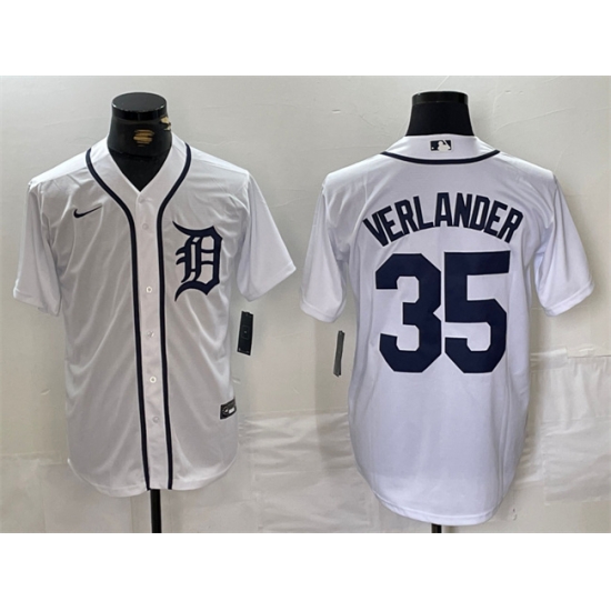 Men Detroit Tigers 35 Justin Verlander White Cool Base Stitched Baseball Jersey Men Detroit Tigers 35 Justin Verlander White Cool Base Stitched Baseball Jersey