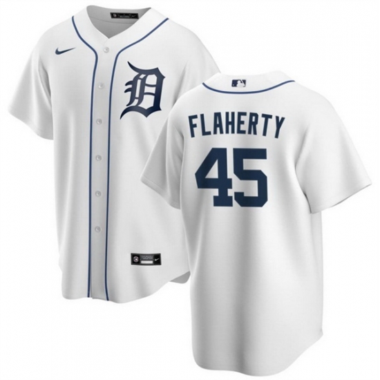 Men Detroit Tigers 45 Jack Flaherty White Cool Base Stitched Baseball Jersey Men Detroit Tigers 45 Jack Flaherty White Cool Base Stitched Baseball Jersey
