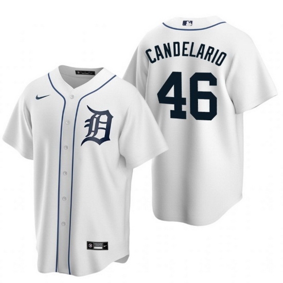 Men Detroit Tigers 46 Jeimer Candelario White Cool Base Stitched jersey Men Detroit Tigers 46 Jeimer Candelario White Cool Base Stitched jersey