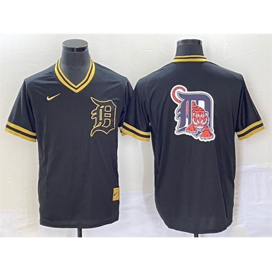 Men Detroit Tigers Black Team Big Logo Cool Base Stitched Jersey Men Detroit Tigers Black Team Big Logo Cool Base Stitched Jersey