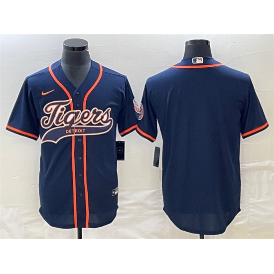 Men Detroit Tigers Blank Navy Cool Base Stitched Baseball Jersey Men Detroit Tigers Blank Navy Cool Base Stitched Baseball Jersey