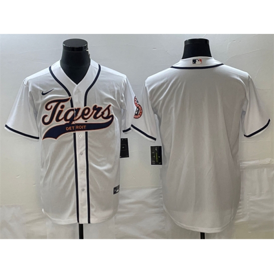 Men Detroit Tigers Blank White Cool Base Stitched Baseball Jersey Men Detroit Tigers Blank White Cool Base Stitched Baseball Jersey