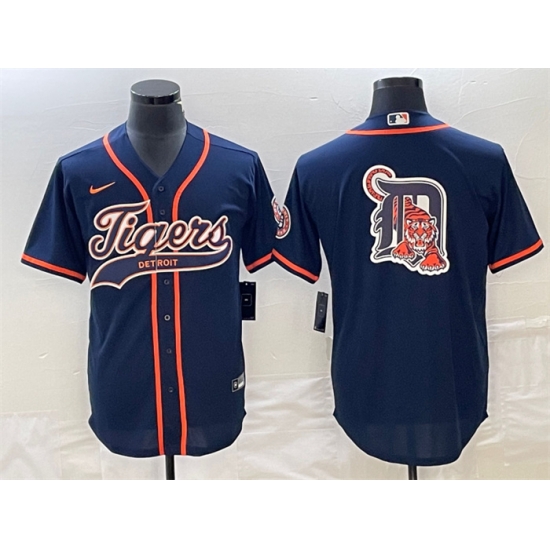 Men Detroit Tigers Navy Team Big Logo Cool Base Stitched Baseball Jersey Men Detroit Tigers Navy Team Big Logo Cool Base Stitched Baseball Jersey
