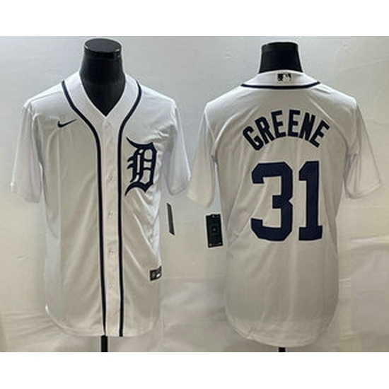 Men's Detroit Tigers #31 Riley Greene White Cool Base Stitched Jersey Men's Detroit Tigers #31 Riley Greene White Cool Base Stitched Jersey