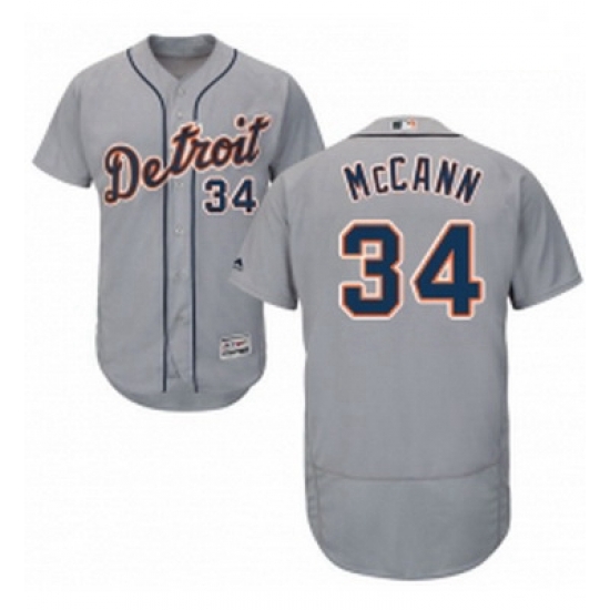 Mens Majestic Detroit Tigers 34 James McCann Grey Road Flex Base Authentic Collection MLB Jersey Mens Majestic Detroit Tigers 34 James McCann Grey Road Flex Base Authentic Collection MLB Jersey