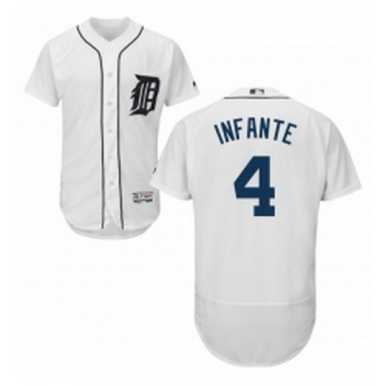 Mens Majestic Detroit Tigers 4 Omar Infante White Flexbase Authentic Collection MLB Jersey Mens Majestic Detroit Tigers 4 Omar Infante White Flexbase Authentic Collection MLB Jersey
