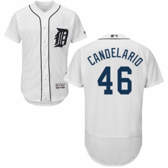 Mens Majestic Detroit Tigers 46 Jeimer Candelario White Home Flex Base Authentic Collection MLB Jersey Mens Majestic Detroit Tigers 46 Jeimer Candelario White Home Flex Base Authentic Collection MLB Jersey