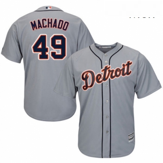 Mens Majestic Detroit Tigers 49 Dixon Machado Replica Grey Road Cool Base MLB Jersey Mens Majestic Detroit Tigers 49 Dixon Machado Replica Grey Road Cool Base MLB Jersey