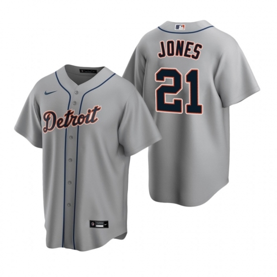 Mens Nike Detroit Tigers 21 JaCoby Jones Gray Road Stitched Baseball Jersey Mens Nike Detroit Tigers 21 JaCoby Jones Gray Road Stitched Baseball Jersey