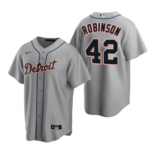 Mens Nike Detroit Tigers 42 Jackie Robinson Gray Road Stitched Baseball Jersey Mens Nike Detroit Tigers 42 Jackie Robinson Gray Road Stitched Baseball Jersey
