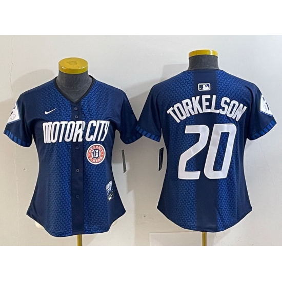 Women Detroit Tigers 20 Spencer Torkelson 2024 Navy City Connect Cool Base Limited Stitched Baseball Jersey 3 Women Detroit Tigers 20 Spencer Torkelson 2024 Navy City Connect Cool Base Limited Stitched Baseball Jersey 3