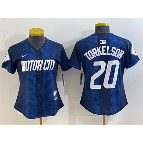 Women Detroit Tigers 20 Spencer Torkelson 2024 Navy City Connect Cool Base Limited Stitched Baseball Jersey Women Detroit Tigers 20 Spencer Torkelson 2024 Navy City Connect Cool Base Limited Stitched Baseball Jersey
