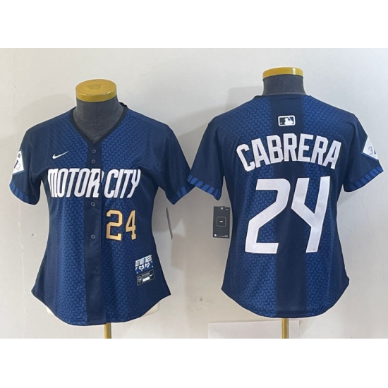 Women Detroit Tigers 24 Miguel Cabrera 2024 Navy City Connect Cool Base Limited Stitched Baseball Jersey 004 Women Detroit Tigers 24 Miguel Cabrera 2024 Navy City Connect Cool Base Limited Stitched Baseball Jersey 004