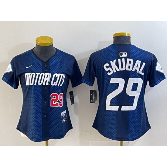 Women Detroit Tigers 29 Tarik Skubal 2024 Navy City Connect Cool Base Limited Stitched Baseball Jersey 2 Women Detroit Tigers 29 Tarik Skubal 2024 Navy City Connect Cool Base Limited Stitched Baseball Jersey 2