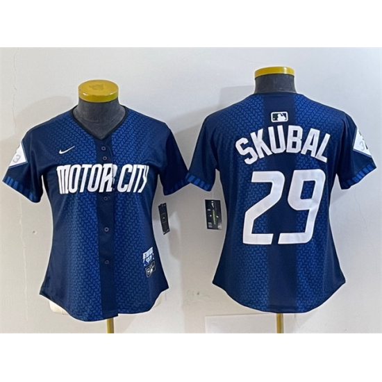 Women Detroit Tigers 29 Tarik Skubal 2024 Navy City Connect Cool Base Limited Stitched Baseball Jersey Women Detroit Tigers 29 Tarik Skubal 2024 Navy City Connect Cool Base Limited Stitched Baseball Jersey