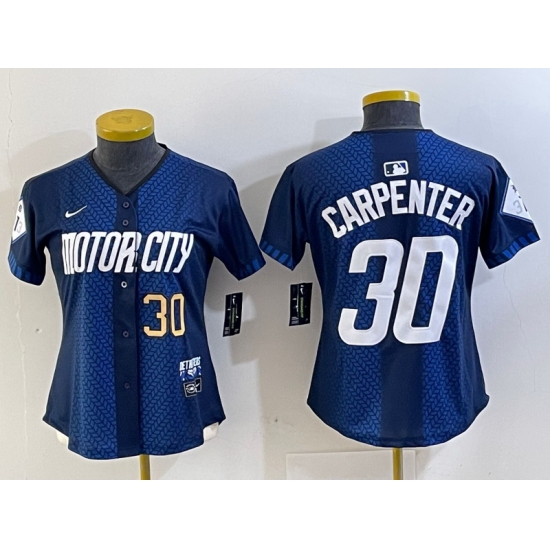 Women Detroit Tigers 30 Kerry Carpenter 2024 Navy City Connect Cool Base Limited jerseys 3 Women Detroit Tigers 30 Kerry Carpenter 2024 Navy City Connect Cool Base Limited jerseys 3