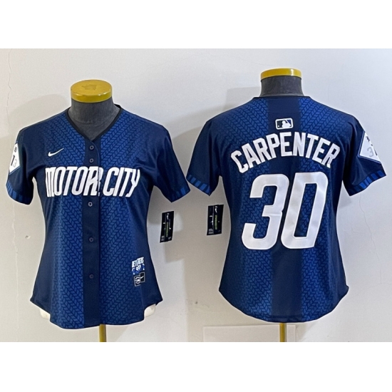 Women Detroit Tigers 30 Kerry Carpenter 2024 Navy City Connect Cool Base Limited jerseys Women Detroit Tigers 30 Kerry Carpenter 2024 Navy City Connect Cool Base Limited jerseys