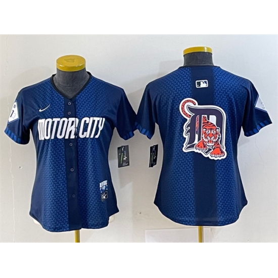 Women Detroit Tigers Team Big Logo 2024 Navy City Connect Cool Base Limited Stitched Baseball Jersey Women Detroit Tigers Team Big Logo 2024 Navy City Connect Cool Base Limited Stitched Baseball Jersey