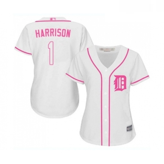 Womens Detroit Tigers 1 Josh Harrison Replica White Fashion Cool Base Baseball Jersey Womens Detroit Tigers 1 Josh Harrison Replica White Fashion Cool Base Baseball Jersey
