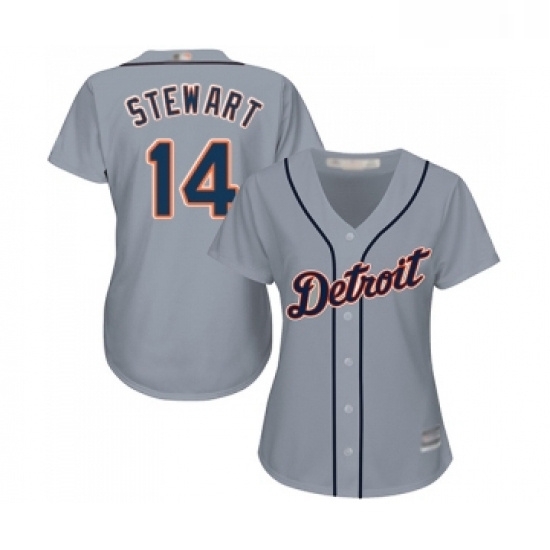 Womens Detroit Tigers 14 Christin Stewart Replica Grey Road Cool Base Baseball Jersey Womens Detroit Tigers 14 Christin Stewart Replica Grey Road Cool Base Baseball Jersey
