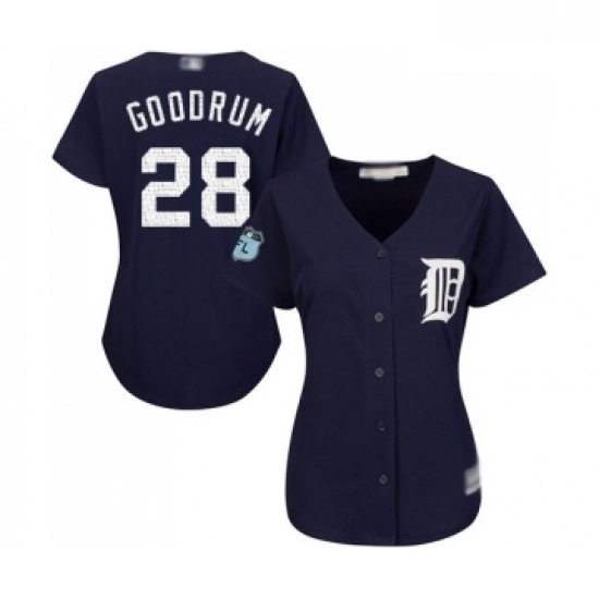 Womens Detroit Tigers 28 Niko Goodrum Replica Navy Blue Alternate Cool Base Baseball Jersey Womens Detroit Tigers 28 Niko Goodrum Replica Navy Blue Alternate Cool Base Baseball Jersey