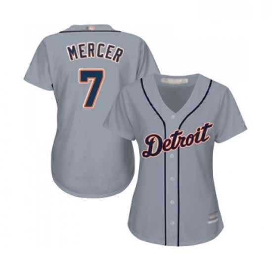 Womens Detroit Tigers 7 Jordy Mercer Replica Grey Road Cool Base Baseball Jersey Womens Detroit Tigers 7 Jordy Mercer Replica Grey Road Cool Base Baseball Jersey