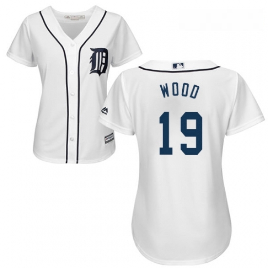 Womens Majestic Detroit Tigers 19 Travis Wood Replica White Home Cool Base MLB Jersey Womens Majestic Detroit Tigers 19 Travis Wood Replica White Home Cool Base MLB Jersey