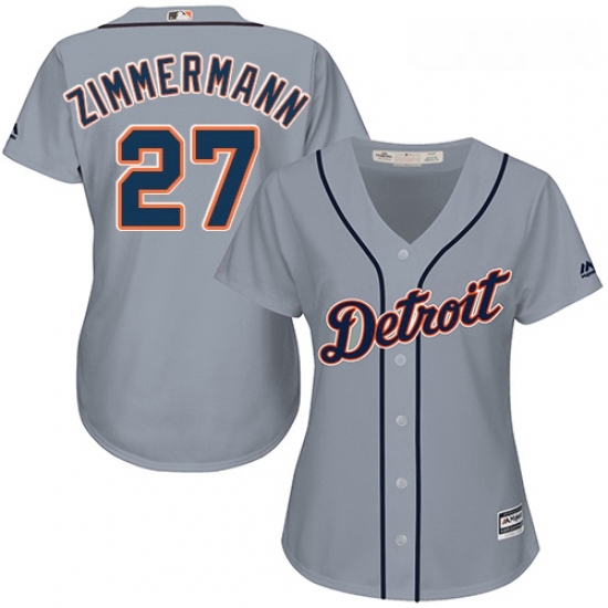 Womens Majestic Detroit Tigers 27 Jordan Zimmermann Authentic Grey Road Cool Base MLB Jersey Womens Majestic Detroit Tigers 27 Jordan Zimmermann Authentic Grey Road Cool Base MLB Jersey
