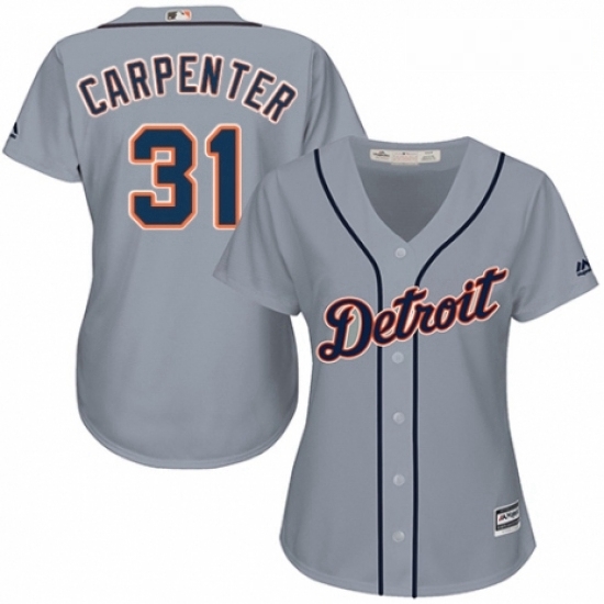 Womens Majestic Detroit Tigers 31 Ryan Carpenter Authentic Grey Road Cool Base MLB Jersey Womens Majestic Detroit Tigers 31 Ryan Carpenter Authentic Grey Road Cool Base MLB Jersey