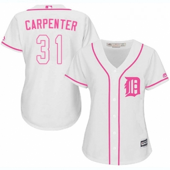 Womens Majestic Detroit Tigers 31 Ryan Carpenter Replica White Fashion Cool Base MLB Jersey Womens Majestic Detroit Tigers 31 Ryan Carpenter Replica White Fashion Cool Base MLB Jersey