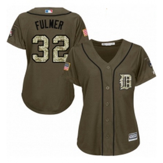 Womens Majestic Detroit Tigers 32 Michael Fulmer Replica Green Salute to Service MLB Jersey Womens Majestic Detroit Tigers 32 Michael Fulmer Replica Green Salute to Service MLB Jersey
