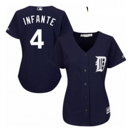 Womens Majestic Detroit Tigers 4 Omar Infante Authentic Navy Blue Alternate Cool Base MLB Jersey Womens Majestic Detroit Tigers 4 Omar Infante Authentic Navy Blue Alternate Cool Base MLB Jersey