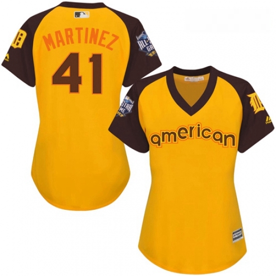 Womens Majestic Detroit Tigers 41 Victor Martinez Authentic Yellow 2016 All Star American League BP Cool Base MLB Jersey Womens Majestic Detroit Tigers 41 Victor Martinez Authentic Yellow 2016 All Star American League BP Cool Base MLB Jersey