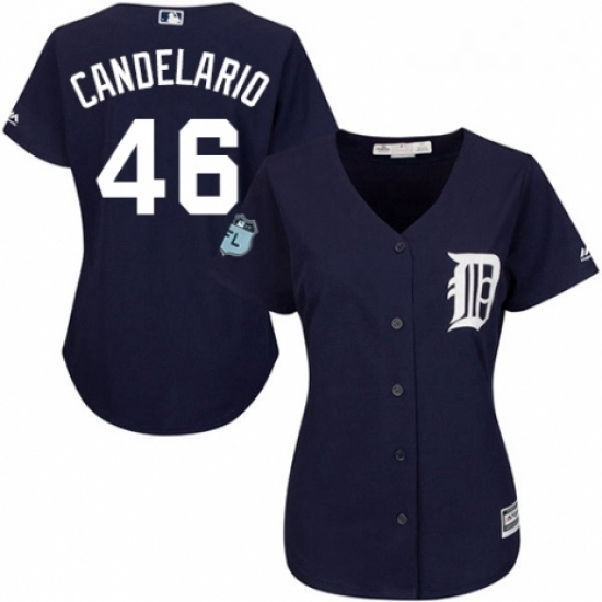 Womens Majestic Detroit Tigers 46 Jeimer Candelario Replica Navy Blue Alternate Cool Base MLB Jersey Womens Majestic Detroit Tigers 46 Jeimer Candelario Replica Navy Blue Alternate Cool Base MLB Jersey