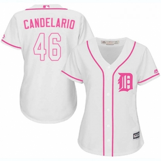 Womens Majestic Detroit Tigers 46 Jeimer Candelario Replica White Fashion Cool Base MLB Jersey Womens Majestic Detroit Tigers 46 Jeimer Candelario Replica White Fashion Cool Base MLB Jersey