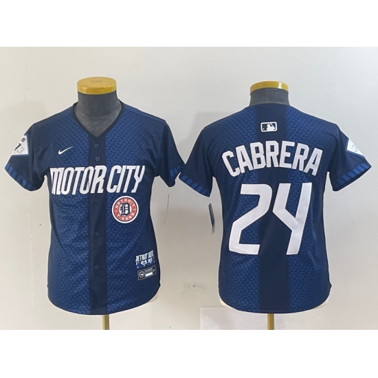 Youth Detroit Tigers 24 Miguel Cabrera 2024 Navy City Connect Cool Base Limited Stitched Baseball Jersey 001 Youth Detroit Tigers 24 Miguel Cabrera 2024 Navy City Connect Cool Base Limited Stitched Baseball Jersey 001