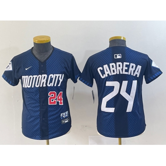 Youth Detroit Tigers 24 Miguel Cabrera 2024 Navy City Connect Cool Base Limited Stitched Baseball Jersey 003 Youth Detroit Tigers 24 Miguel Cabrera 2024 Navy City Connect Cool Base Limited Stitched Baseball Jersey 003