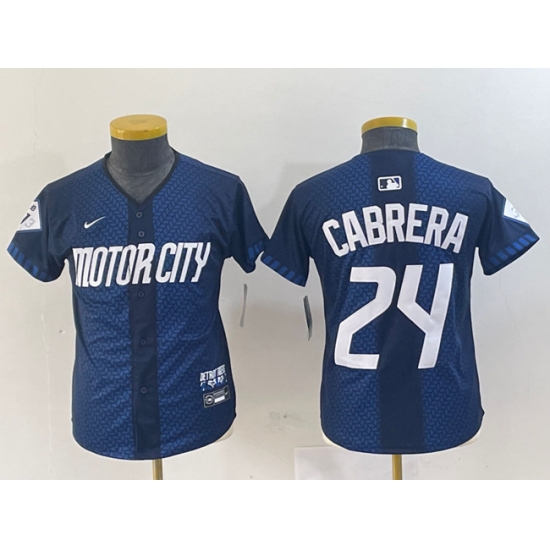 Youth Detroit Tigers 24 Miguel Cabrera 2024 Navy City Connect Cool Base Limited Stitched Baseball Jersey Youth Detroit Tigers 24 Miguel Cabrera 2024 Navy City Connect Cool Base Limited Stitched Baseball Jersey