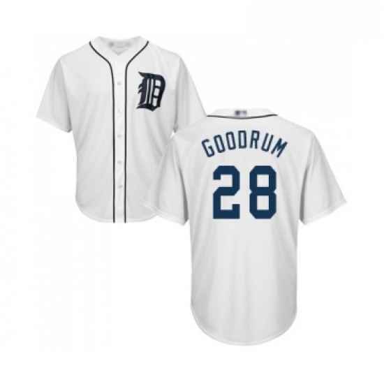 Youth Detroit Tigers 28 Niko Goodrum Replica White Home Cool Base Baseball Jersey Youth Detroit Tigers 28 Niko Goodrum Replica White Home Cool Base Baseball Jersey
