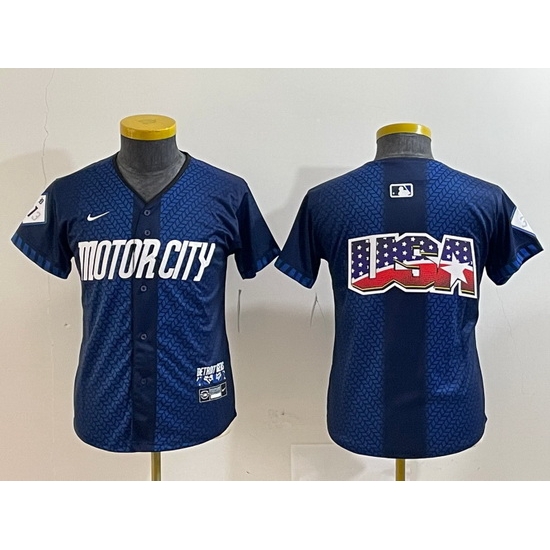 Youth Detroit Tigers Team Big Logo 2024 Navy City Connect Cool Base Limited Stitched jerseys 8 Youth Detroit Tigers Team Big Logo 2024 Navy City Connect Cool Base Limited Stitched jerseys 8