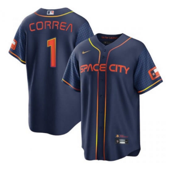 Men Houston Astros 1 Carlos Correa 2022 Navy City Connect Cool Base Stitched jersey Men Houston Astros 1 Carlos Correa 2022 Navy City Connect Cool Base Stitched jersey