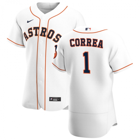 Men Houston Astros 1 Carlos Correa Men Nike White Home 2020 Flex Base Player MLB Jersey Men Houston Astros 1 Carlos Correa Men Nike White Home 2020 Flex Base Player MLB Jersey