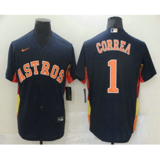 Men Houston Astros 1 Carlos Correa Navy Blue Stitched MLB Cool Base Nike Jersey Men Houston Astros 1 Carlos Correa Navy Blue Stitched MLB Cool Base Nike Jersey