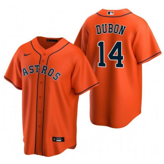 Men Houston Astros 14 Mauricio Dub F3n Orange Cool Base Stitched Baseball Jersey