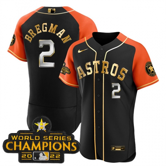 Men Houston Astros 2 Alex Bregman 2023 Black Gold V2 Alternate Flex Base Stitched Baseball Jersey Men Houston Astros 2 Alex Bregman 2023 Black Gold V2 Alternate Flex Base Stitched Baseball Jersey