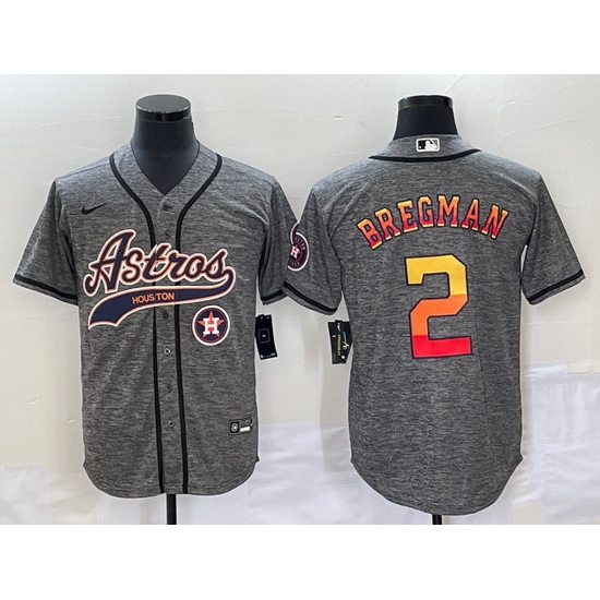 Men Houston Astros 2 Alex Bregman Gray With Patch Cool Base Stitched Baseball Jersey Men Houston Astros 2 Alex Bregman Gray With Patch Cool Base Stitched Baseball Jersey