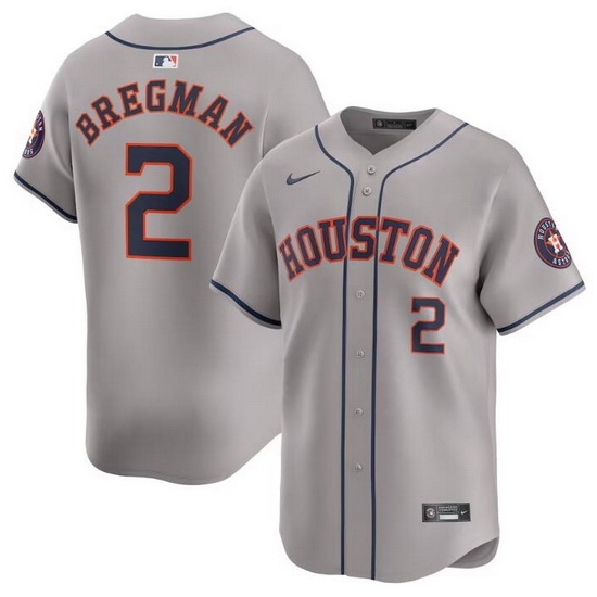Men Houston Astros 2 Alex Bregman Grey 2024 Away Limited Stitched Baseball Jersey Men Houston Astros 2 Alex Bregman Grey 2024 Away Limited Stitched Baseball Jersey